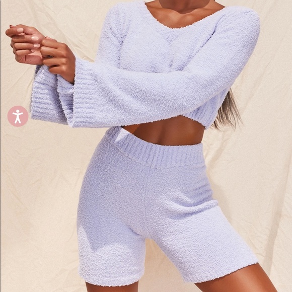 Oh Polly Fluffy Fuzzy Knit Short Set - Picture 1 of 10